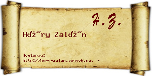 Háry Zalán névjegykártya